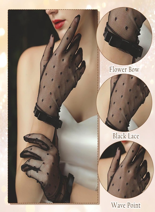 Homeaura Black Bow Hand Gloves for Women - Skin-Friendly, Elegant Design, Versatile Use Lace Material | One Size | Hand Wash | Wedding & Party | Comfort Fit | Fashion Accessory - Image 3