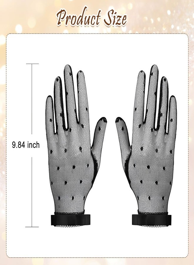 Homeaura Black Bow Hand Gloves for Women - Skin-Friendly, Elegant Design, Versatile Use Lace Material | One Size | Hand Wash | Wedding & Party | Comfort Fit | Fashion Accessory - Image 2