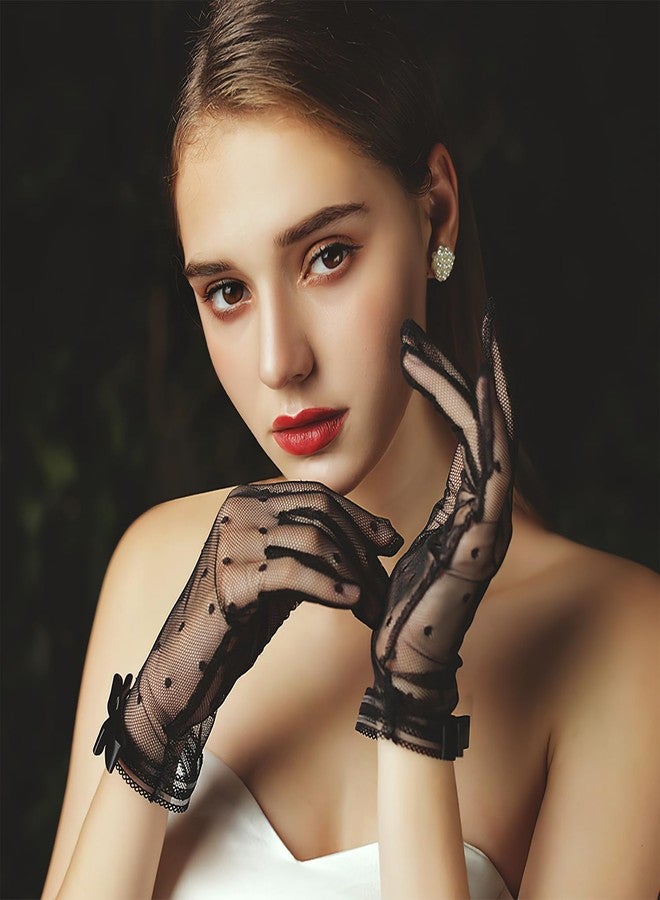 Homeaura Black Bow Hand Gloves for Women - Skin-Friendly, Elegant Design, Versatile Use Lace Material | One Size | Hand Wash | Wedding & Party | Comfort Fit | Fashion Accessory - Image 5