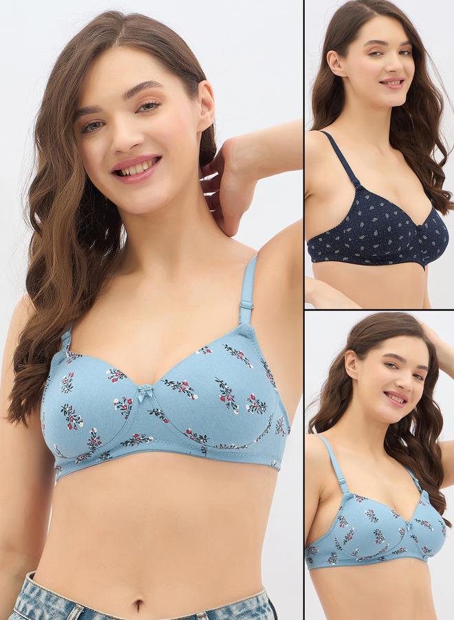 Clovia Pack of 2 - Printed Padded Non-Wired Full Coverage Multiway T-Shirt Bra - Image 1