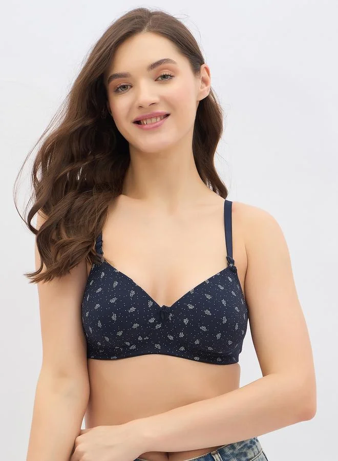 Clovia Clovia Pack of 2 - Printed Padded Non-Wired Full Coverage Multiway T-Shirt Bra