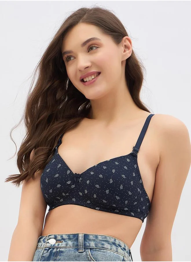 Clovia Clovia Pack of 2 - Printed Padded Non-Wired Full Coverage Multiway T-Shirt Bra