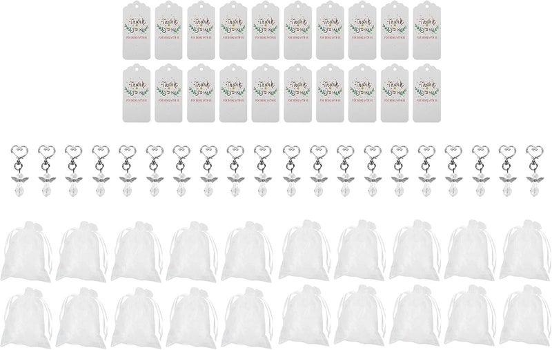 Keychain Favors Set with Gift Bags and Cards, 20PCS Zinc Alloy Key Rings, Multi - Occasion Party Favors - Durable Eco - Friendly Material, Personalized Seating and Wishes, Ideal - Image 1