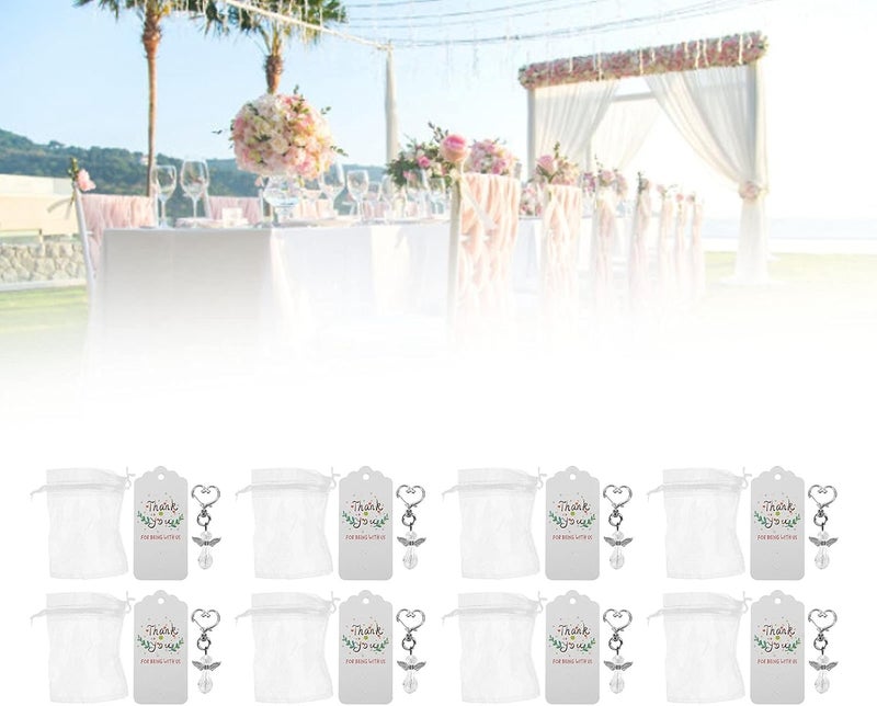 Keychain Favors Set with Gift Bags and Cards, 20PCS Zinc Alloy Key Rings, Multi - Occasion Party Favors - Durable Eco - Friendly Material, Personalized Seating and Wishes, Ideal - Image 5
