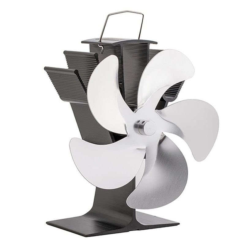 مروحة مدخنة تعمل بالسخان لجذوع الخشب لموقد SF302G مع مقياس حرارة، لون فضي - Image 2