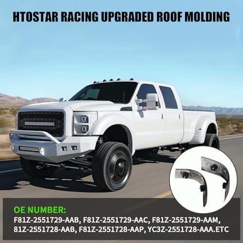 Htostar Racing تزيين السقف متوافق مع فورد F-250 F-350 F-450 F-550 سوبر ديوتي 1999-2007 زوايا الكابينة الجانبية اليسرى واليمنى للسائق والراكب 2 قطعة بديل لـ YC3Z-2551728-PTM YC3Z-2551729-PTM - Image 4