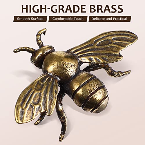 Veemoon 2pcs Gold Bee Figurines Brass Animal Insects Figurines Statue Feng Shui Sculpture Toys Gold Desk Home Indoor Decorative Collectible or Elders - Image 2