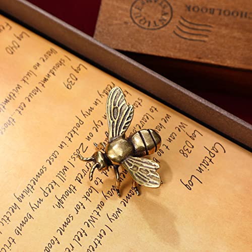 Veemoon 2pcs Gold Bee Figurines Brass Animal Insects Figurines Statue Feng Shui Sculpture Toys Gold Desk Home Indoor Decorative Collectible or Elders - Image 5