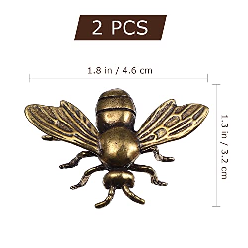 Veemoon 2pcs Gold Bee Figurines Brass Animal Insects Figurines Statue Feng Shui Sculpture Toys Gold Desk Home Indoor Decorative Collectible or Elders - Image 4