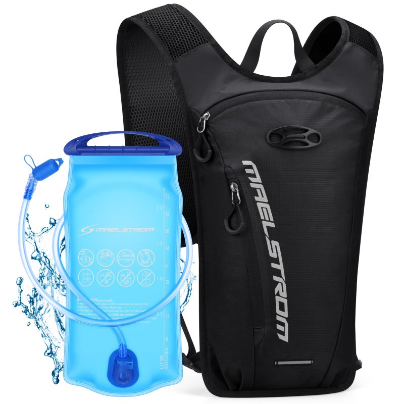 Maelstrom Hydration Backpack, Hiking Backpack with 2L Water Bladder, Running Hydration Vest for Cycling Hiking Rave for Men Women (Black) - Image 1