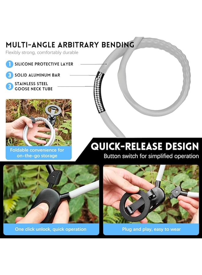 HASTHIP Magnetic Neck Holder, Hanging Neck Cell Phone Holder, With Multi-Angle Adjustment Hands Free Neck Mount Compatible, With Gopro Dji Insta 360 Iphone Android, For Recording Pov Video Vlog - Image 5