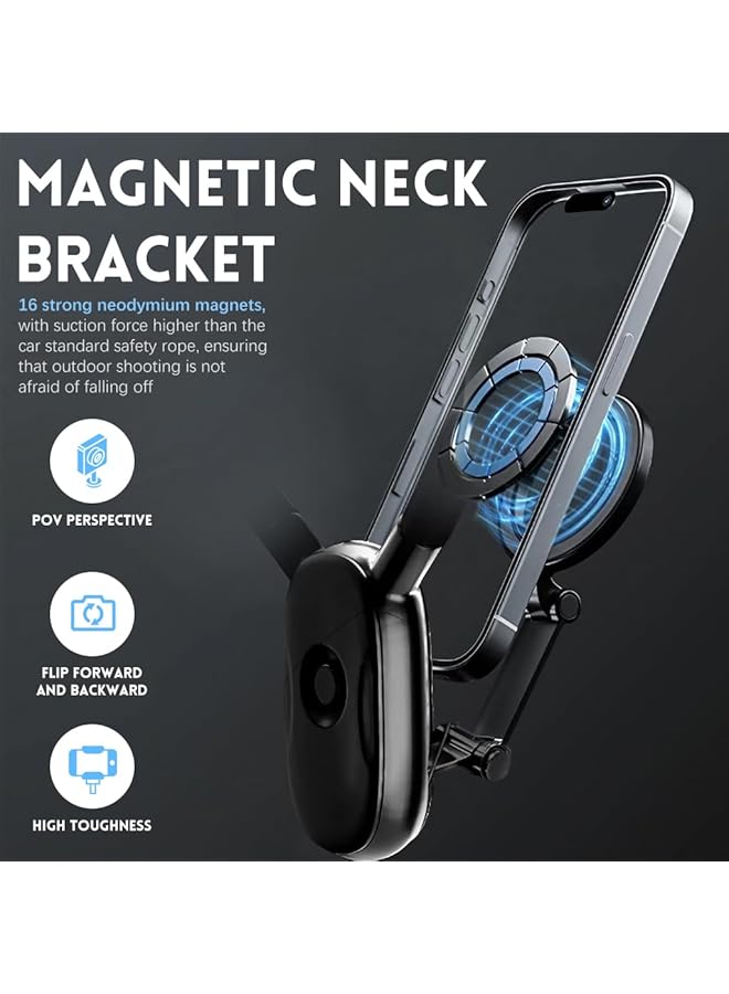 HASTHIP Magnetic Neck Holder, Hanging Neck Cell Phone Holder, With Multi-Angle Adjustment Hands Free Neck Mount Compatible, With Gopro Dji Insta 360 Iphone Android, For Recording Pov Video Vlog - Image 3