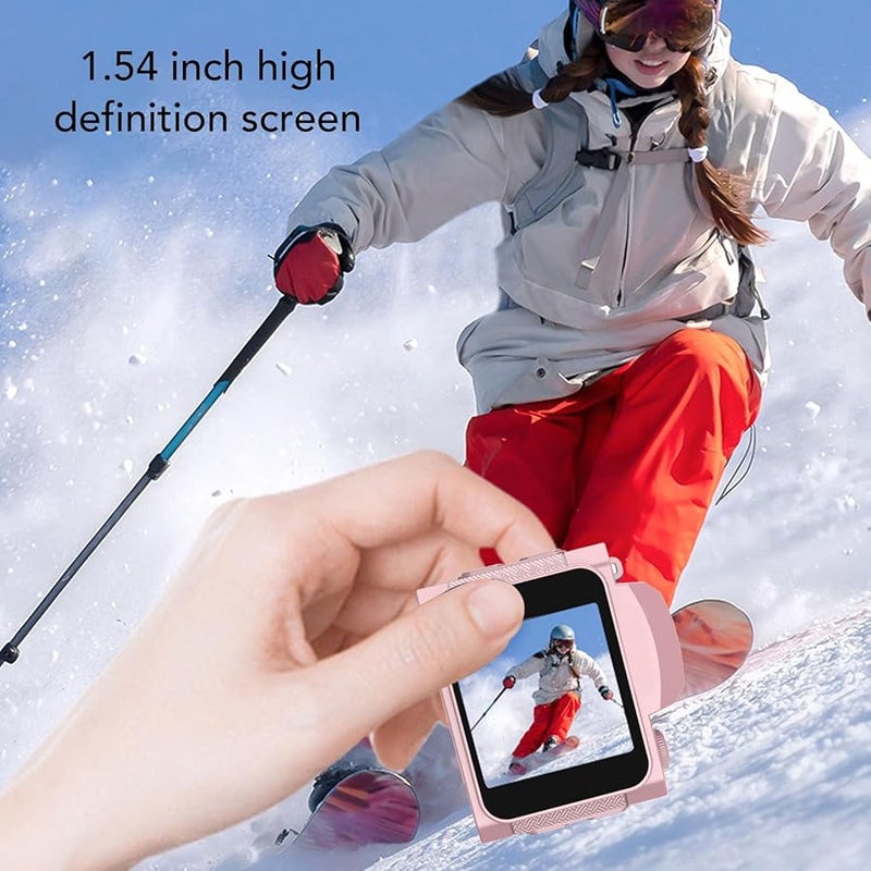 Fockety 64MP 4K Digital Keychain Camera 1 54 Inch HD Display 78 Degree Wide Angle Pink - Image 3