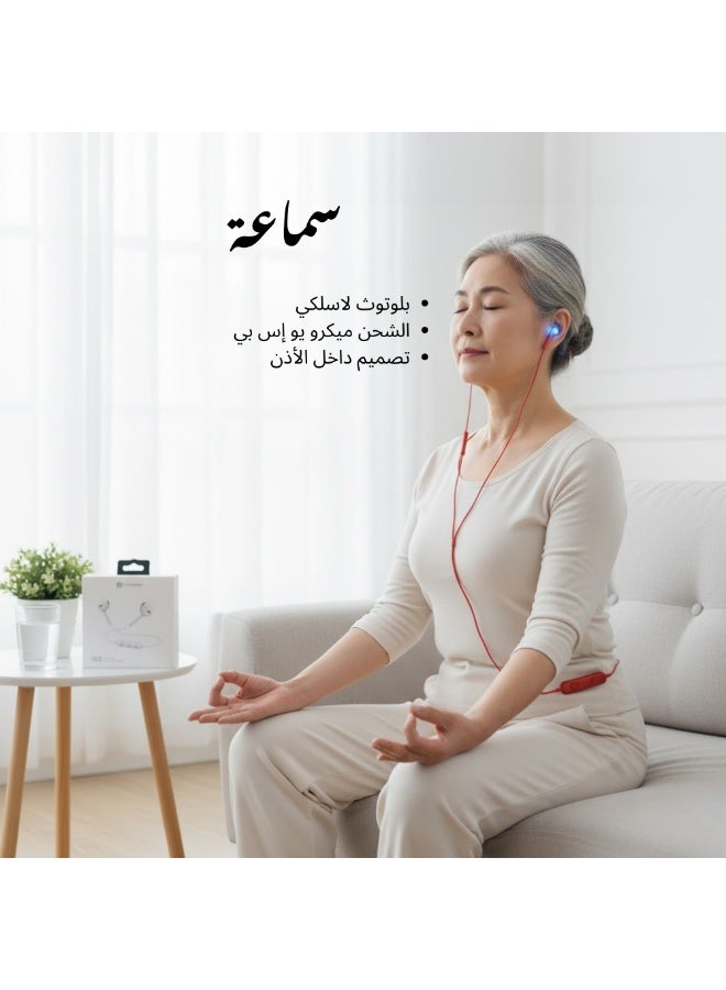 Red Wireless Bluetooth Earbuds with Charging Case, Stereo In-Ear Headset with Built-in Mic & Deep Bass, IPX4 Waterproof for Sports Running/Workout, Micro-USB Charging - Image 3