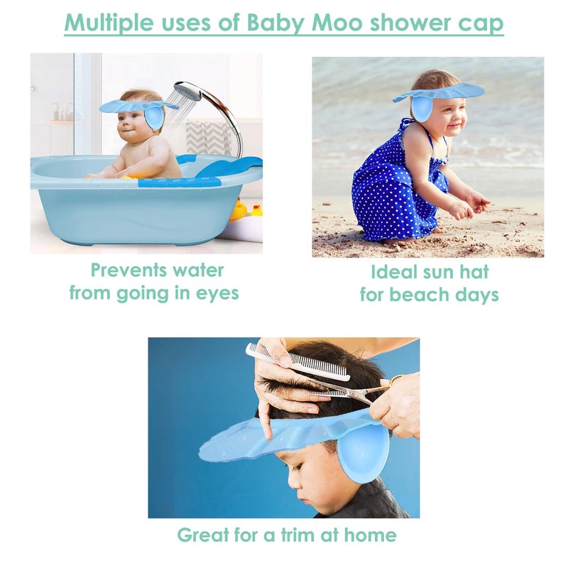 BabyMoo قبعة استحمام للأطفال ناعمة وقابلة للتعديل لحماية رأس الطفل أثناء غسل الشعر والاستحمام (أصفر، وردي) - Image 3