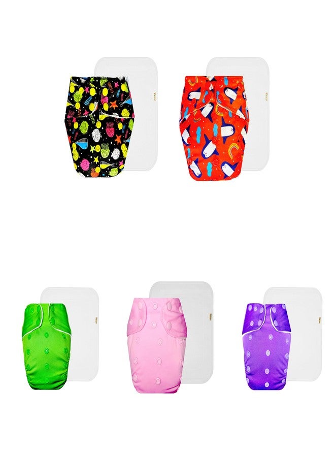 حفاضات قماشية فاخرة من دمبلدو مع حشوة قطنية (عبوة من 5) | مضادة للحساسية | قابلة لإعادة الاستخدام والغسل | مناسبة للسفر | تغيير حفاضات بدون قلق | من 3 أشهر إلى 3 سنوات | للجنسين - Image 1