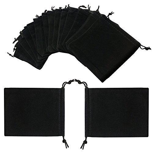 Ankirol 50pcs Velvet Drawstring Bags Jewelry Bags Pouches (Black, 4" X 4.7") - Image 4