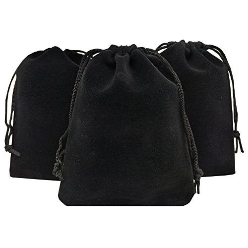 Ankirol 50pcs Velvet Drawstring Bags Jewelry Bags Pouches (Black, 4" X 4.7") - Image 1
