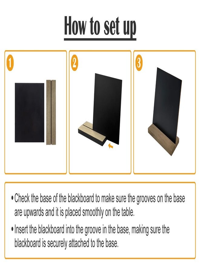 DSTELIN 5 X 6 Inches Mini Tabletop Chalkboard Signs with Vintage Style Wood Base Stands, Set of 3 - Image 2