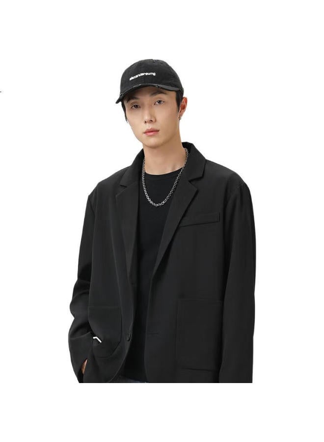 Foss Phil Suit Jacket Men And Women Spring And Autumn Fashion Loose Business Casual All-Match Small Suit Top K8 Black Xl - Image 1