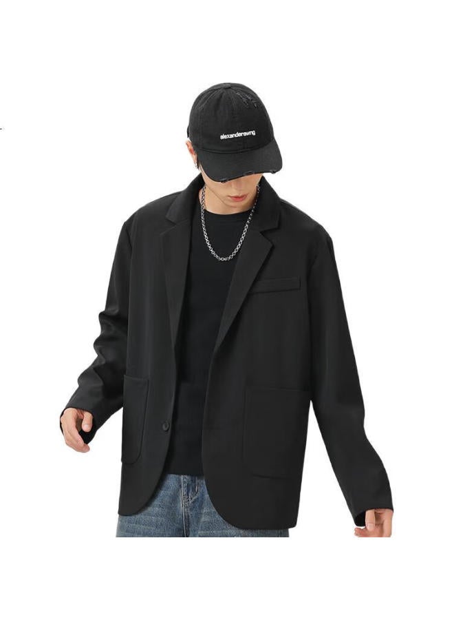 Foss Phil Suit Jacket Men And Women Spring And Autumn Fashion Loose Business Casual All-Match Small Suit Top K8 Black Xl - Image 2