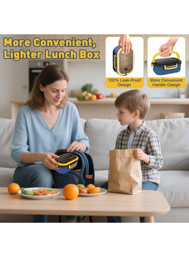 Anmi Large 1200ML Lunch Box, Double Layer Bento Box with Cutlery | Leak-Proof BPA-Free Food Container | Microwave & Dishwasher Safe | for Office, School, Picnic | Men & Women (Blue) - Image 5