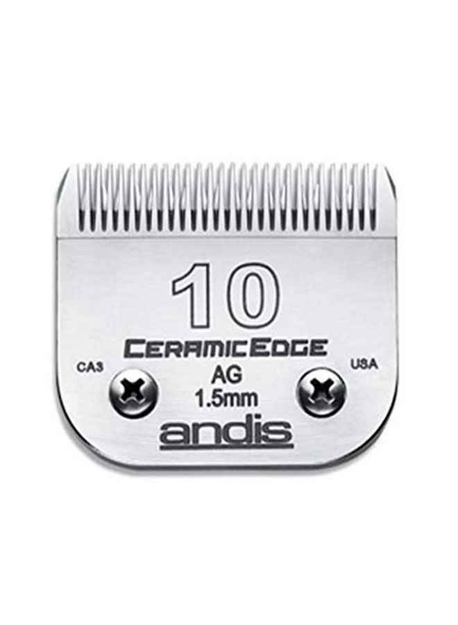 شفرة قص شعر الحيوانات الأليفة القابلة للفصل من Andis Ceramic Edge، مصنوعة من الفولاذ المشبع بالكربون مع تقنية قطع حادة، تعمل بشكل أكثر برودة وتبقى أكثر حدة، وتقاوم الصدأ والحرارة، مقاس 10 - تناسب سلسلة Ag وAgc وBdc، كروم - Image 1