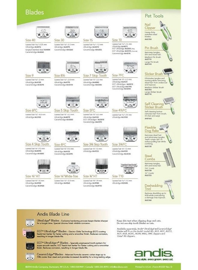 شفرة قص شعر الحيوانات الأليفة القابلة للفصل من Andis Ceramic Edge، مصنوعة من الفولاذ المشبع بالكربون مع تقنية قطع حادة، تعمل بشكل أكثر برودة وتبقى أكثر حدة، وتقاوم الصدأ والحرارة، مقاس 10 - تناسب سلسلة Ag وAgc وBdc، كروم - Image 3