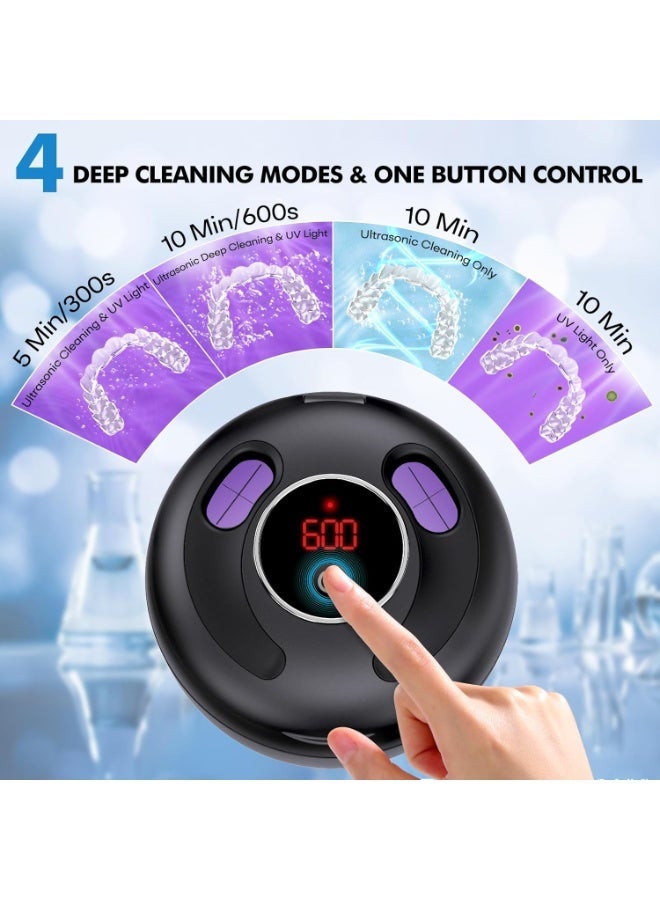 Upgraded Ultrasonic Retainer Cleaner Machine, 45kHz Ultrasonic Dentures Cleaner for Night Guards, Braces, Aligner, Toothbrush, Jewelry and More, 200ML Capacity, Black1 - Image 4