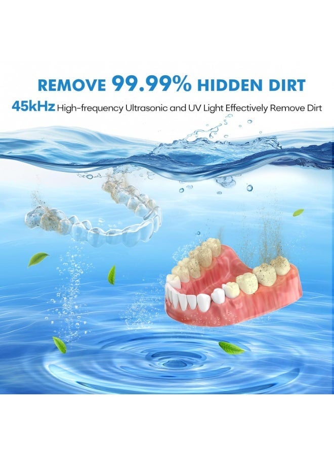 Upgraded Ultrasonic Retainer Cleaner Machine, 45kHz Ultrasonic Dentures Cleaner for Night Guards, Braces, Aligner, Toothbrush, Jewelry and More, 200ML Capacity, Black1 - Image 2