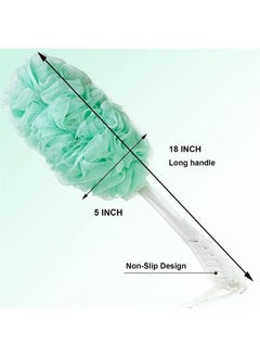 PPHAO BASIC PPHAO - Back Bath Brush - Loofah Sponge Scrubber - Bath Brush Long Handle for Shower - Loofah Exfoliating for Men - Shower Loofah for Women - Green Loofah - 1Pack  - Image 1