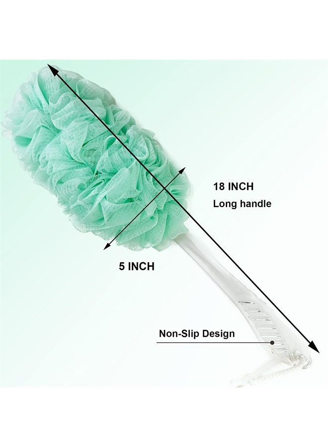 PPHAO BASIC PPHAO - Back Bath Brush - Loofah Sponge Scrubber - Bath Brush Long Handle for Shower - Loofah Exfoliating for Men - Shower Loofah for Women - Green Loofah - 1Pack - Image 1