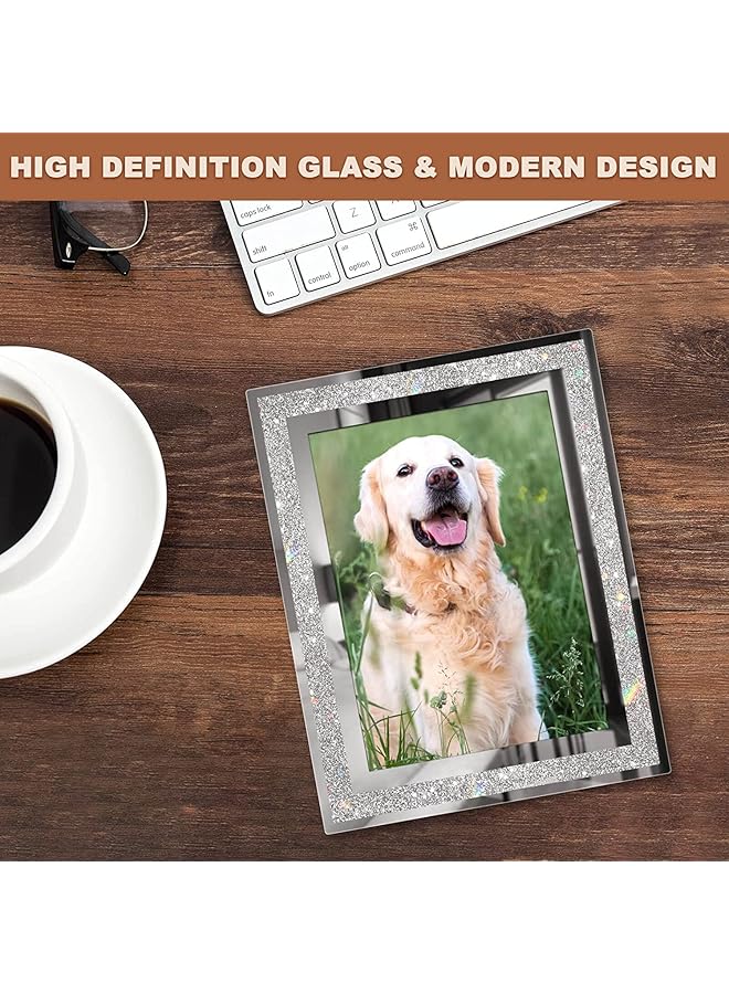 erorex Frames Polished Silver Plate Picture Frame Glass And Crystal Photo Frame Ornamentstabletop Display For Birthdays Mother'S Day And Other Special Days Is Perfect 4X6 Picture Frames Silver - Image 2