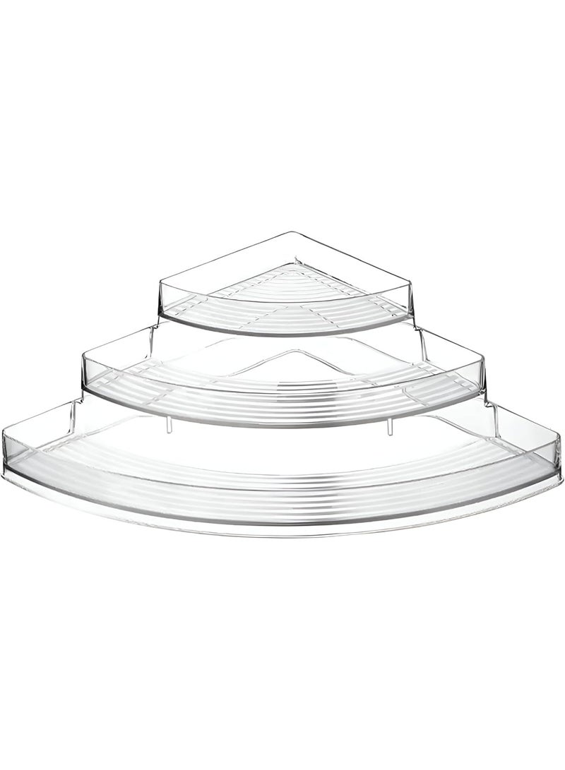 Acrylic Corner Shelf - Chic 3-Tier Organizer for Jars, Spices, Perfumes, and Makeup. Large Size, High-Quality Imported Product for Storing Cosmetics & Cooking Supplies - Image 1