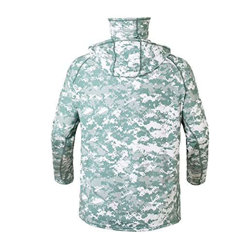 Riverruns UPF 50+ Sun Hooded Fishing Shirt, Long Sleeves for Men ( Digital CamoGreen,M) - Image 2