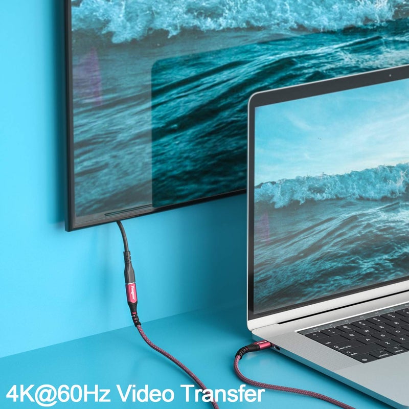 فاسجير كابل تمديد USB C من 10 جيجابت في الثانية USB 3.1 الجيل 2 من النوع C ذكر إلى أنثى يدعم إخراج فيديو وصوت بدقة 4K متوافق مع منفذ Thunderbolt 3 وMacBook Pro وDell XPS وSwitch وUSB-C Hub (1.8 متر، أحمر) - Image 3