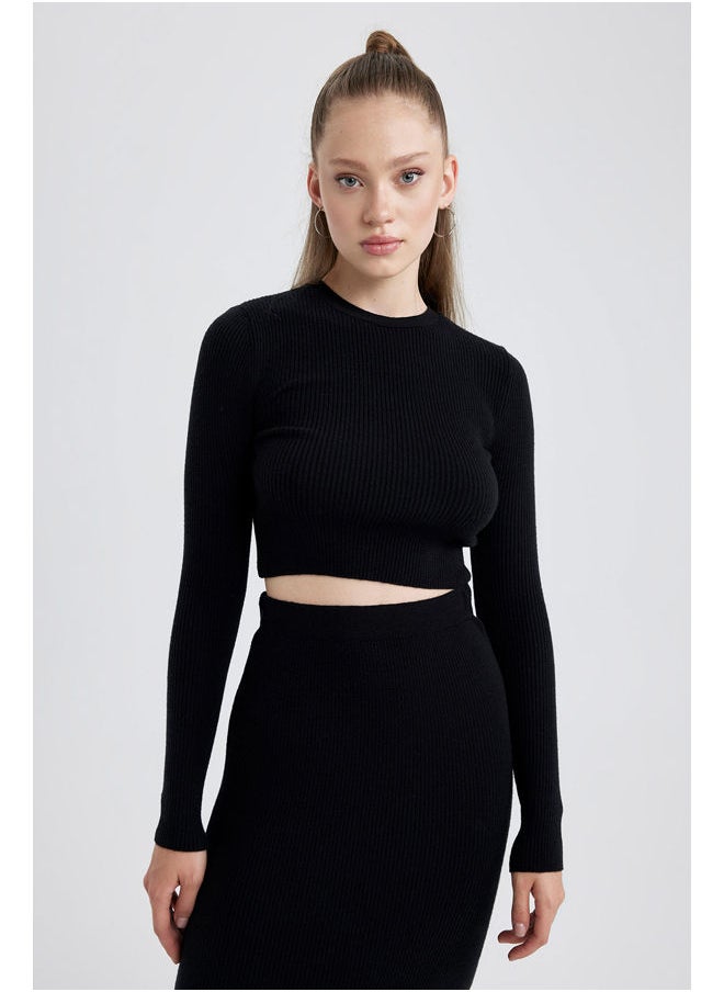 DeFacto - Woman Slim Fit Crew Neck Long Sleeve Tricot Pullover - Image 1