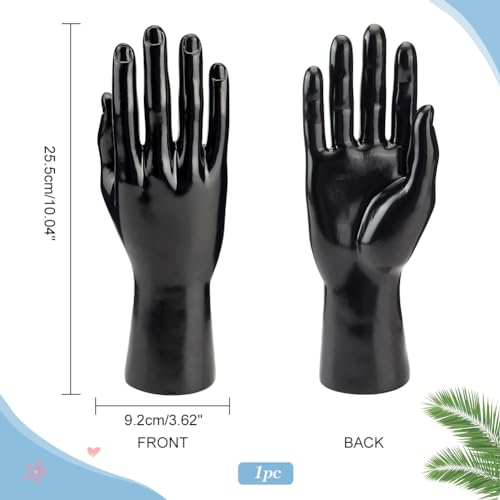 PH PandaHall Male Mannequin Hand Display Rack Right Hand Model Ring Display Black Plastic Glove Rack Bracelet Racks for Home Store Organized Sales 36x10 inches - Image 3