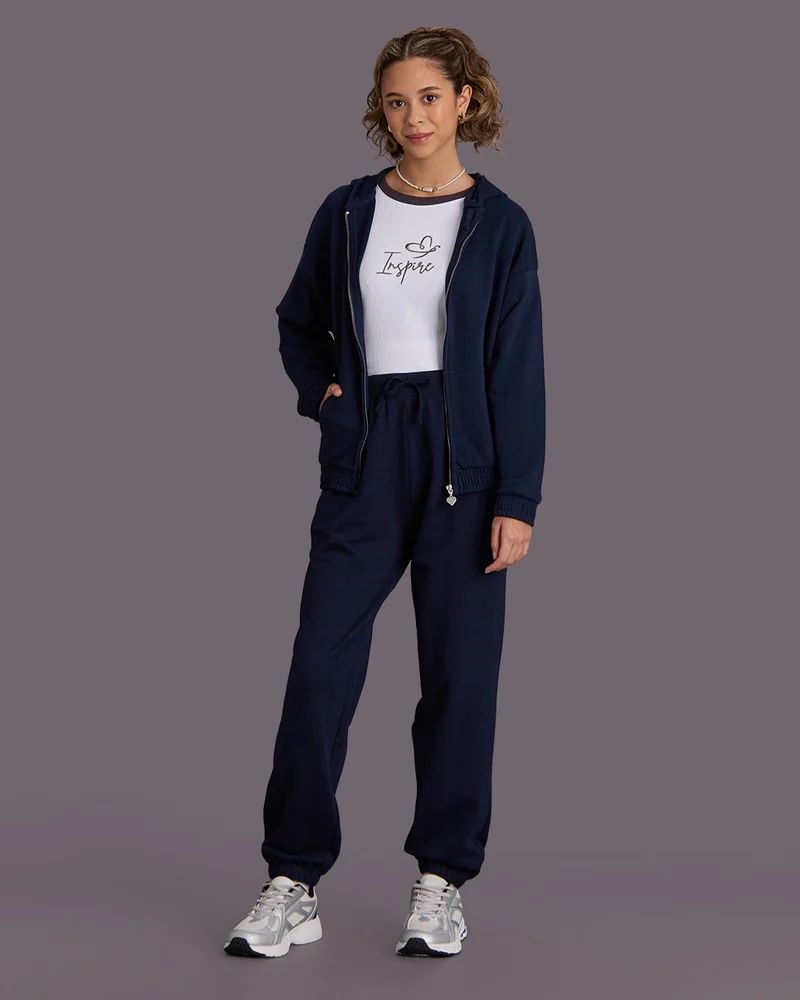 REDTAG Senior Girls Navy Basic Track Pants