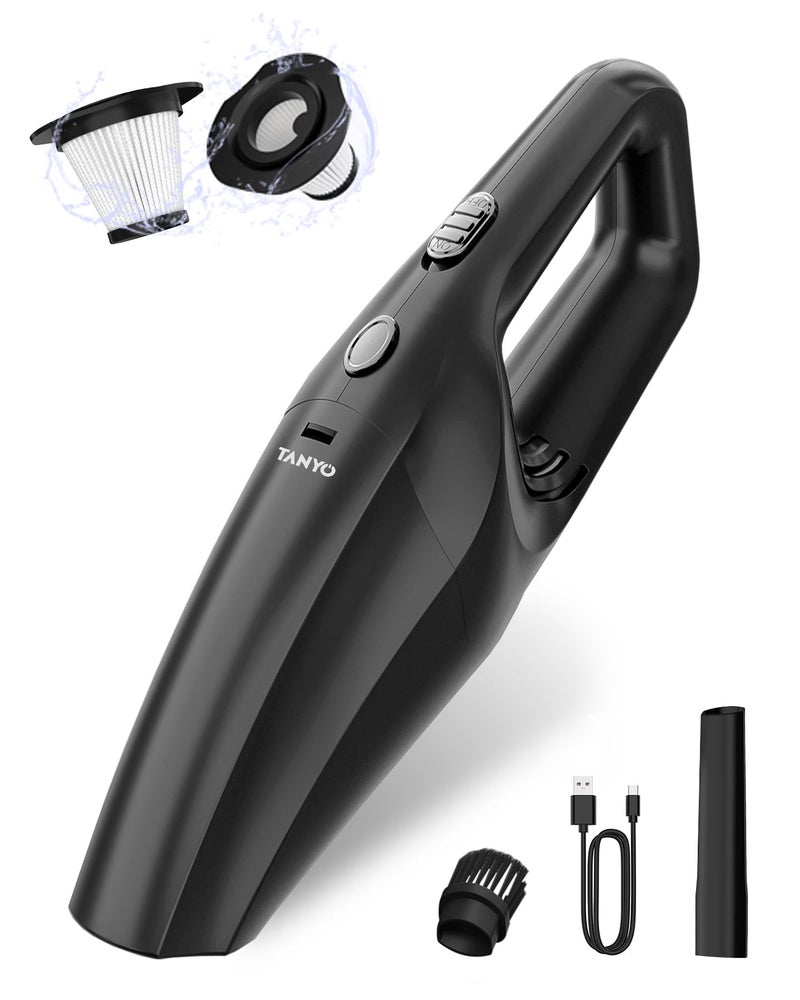 TANYO Handheld Car Vacuum Cordless Portable Vacuum Cleaner with High Power Suction Rechargeable Hand Held Vacuum Mini Handheld for Car Home Office Pet Hair Black - Image 2