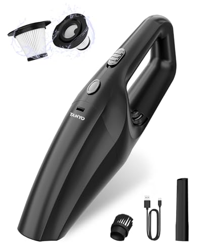 TANYO Handheld Car Vacuum Cordless Portable Vacuum Cleaner with High Power Suction Rechargeable Hand Held Vacuum Mini Handheld for Car Home Office Pet Hair Black - Image 1