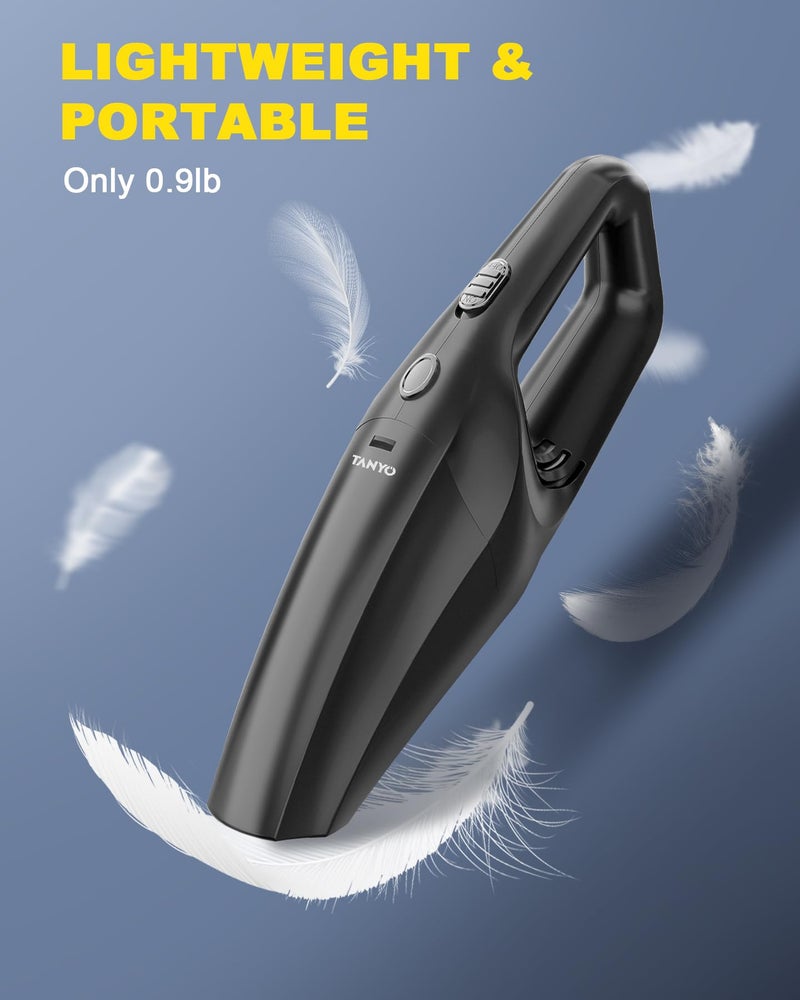 TANYO Handheld Car Vacuum Cordless Portable Vacuum Cleaner with High Power Suction Rechargeable Hand Held Vacuum Mini Handheld for Car Home Office Pet Hair Black - Image 4