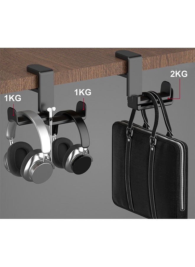 MXN 2 in 1 Dual Headphone Stand Holder with Adjustable Clamp & Cable Clip Organizer 360 Degree Rotating Headphone Hanger - Headset Mount Under Desk Earphone Clamp for Desk PC Gaming Setup (Black) - Image 3