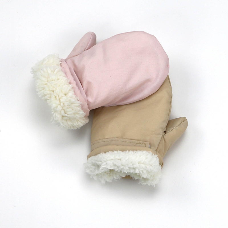 Winter Fleece Lined Mittens For Baby Boys And Girls Navy Blue Solid Color - Image 3