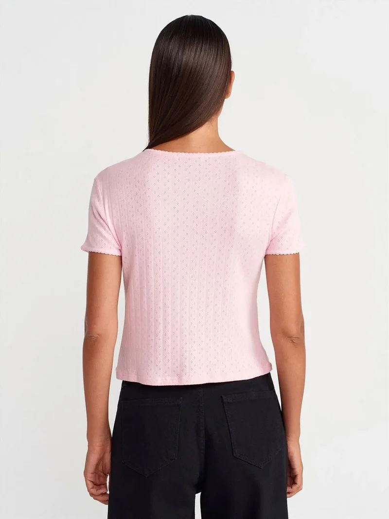 ديلفين Dilvin Women's Ribbed Crop T-Shirt