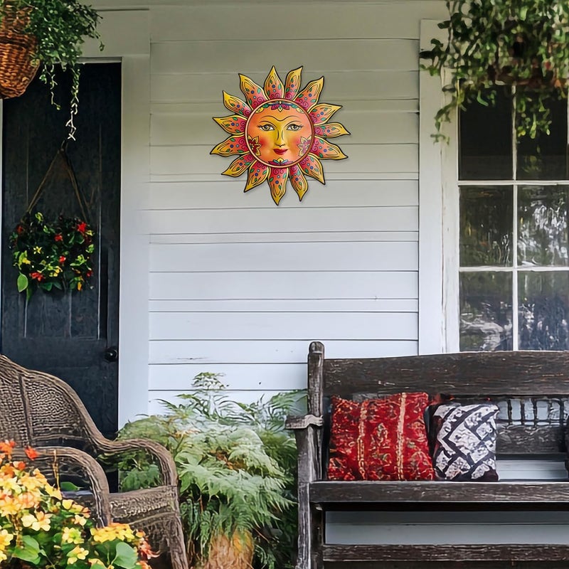Daogtc Metal Sun Wall Decor - Sun Flower Wall Art Decoration,Hanging Decoration for Home Garden Farmhouse Yard Patio Fence Living Room Bedroom - Image 4