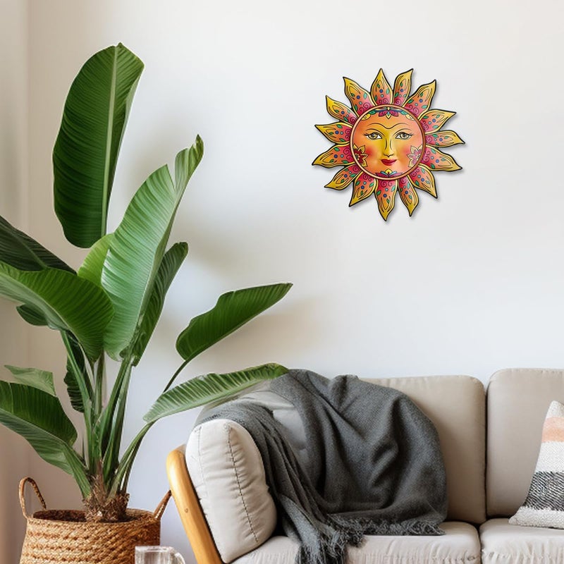 Daogtc Metal Sun Wall Decor - Sun Flower Wall Art Decoration,Hanging Decoration for Home Garden Farmhouse Yard Patio Fence Living Room Bedroom - Image 5