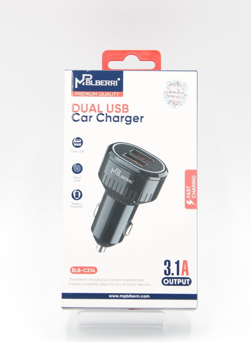 MPBLBERRI Premium Quality Dual USB Fast Car Charger - 3.1A Output (BLB-C214) - Image 5