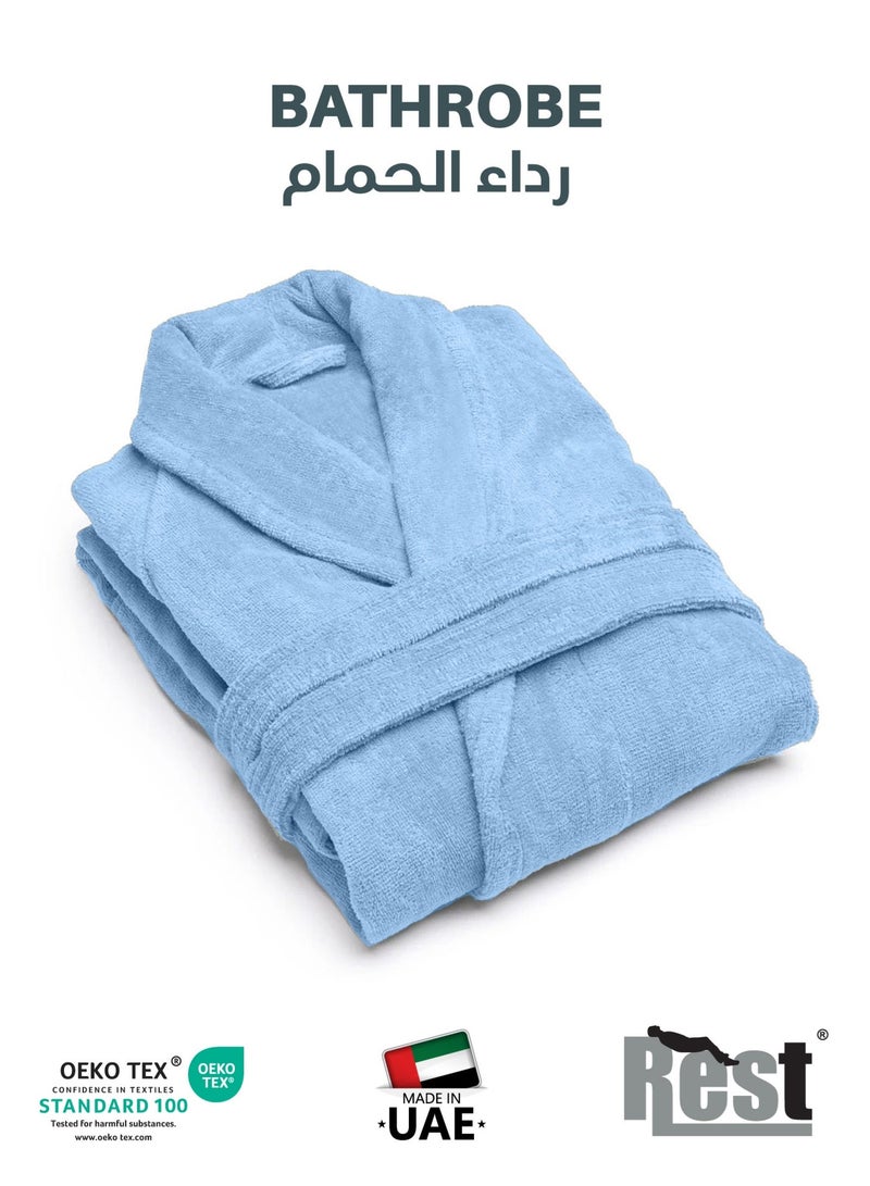 Cotton home Terry Bathrobe With Pockets SkyBlue XXL Hotel Luxury Loungewear Cotton Soft and Absorbent Comfortable After Shower Bathrobe Fade Resistant for Men and Women One Size Fits All 45x30x65cm - Image 1