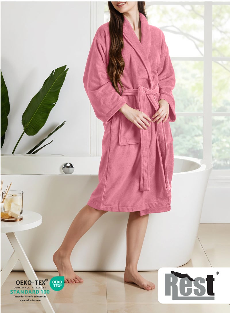 Rest روب حمام تيري مع جيوب أزرق سماوي XXL فاخرة للفنادق ملابس مريحة قطنية ناعمة وامتصاصية مريحة بعد الاستحمام مقاومة للتلاشي للرجال والنساء مقاس واحد يناسب الجميع 45x30x65 سم - Image 3